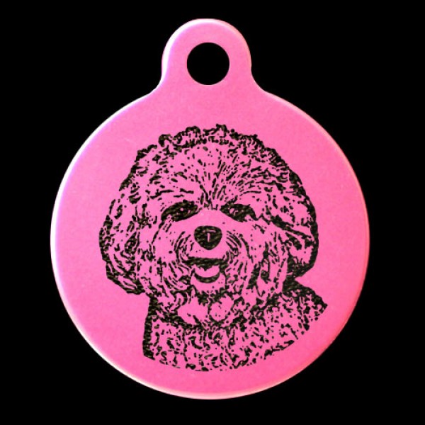 Bichon Frise Engraved 31mm Large Round Pet Dog ID Tag